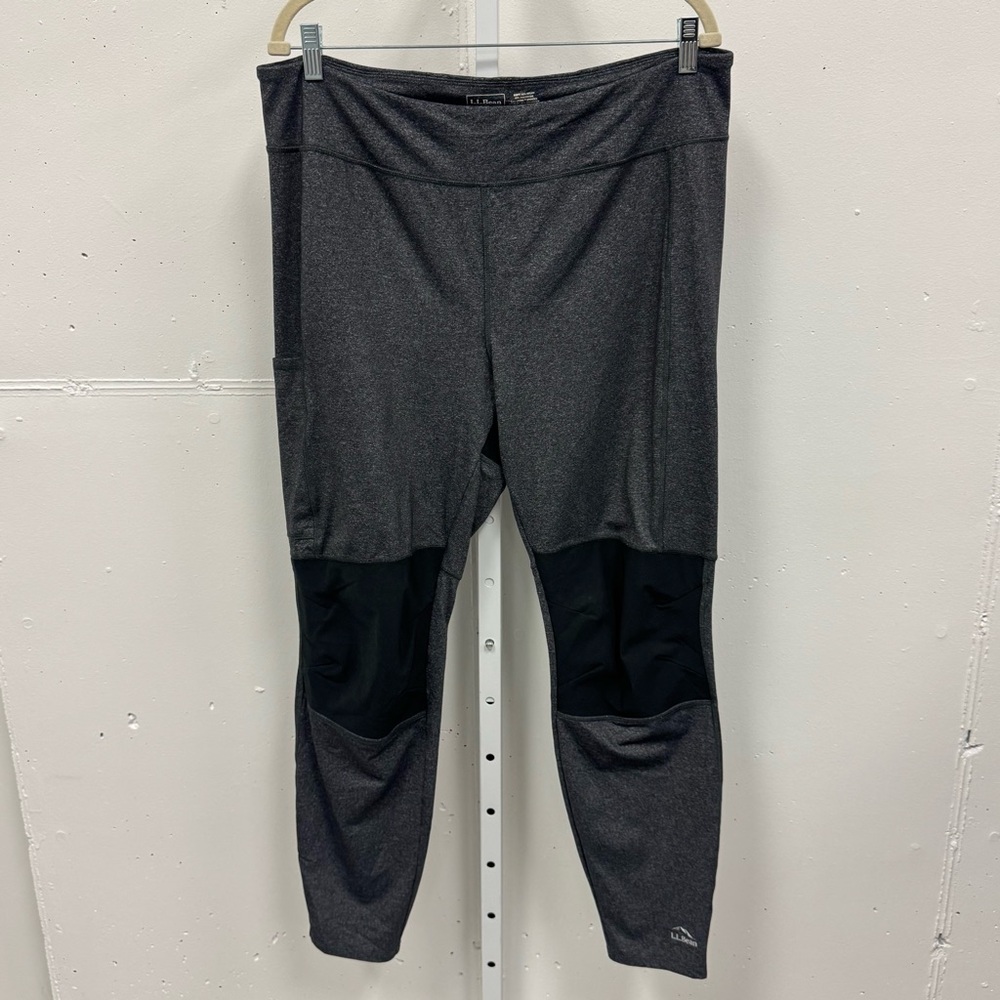 L.L. Bean Women's Colorblock Adventure Hike Leggings Full Length Charcoal‎ XL